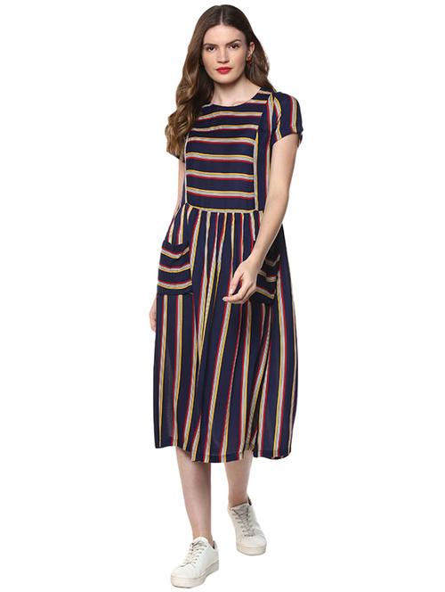 pocket patch striped a-line dress - 15675095 - Very Small Image - 1