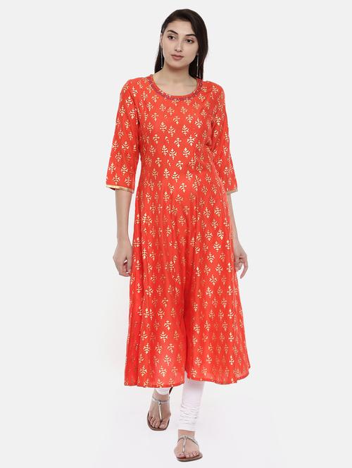 foil print anarkali kurta - 15675771 - Very Small Image - 1