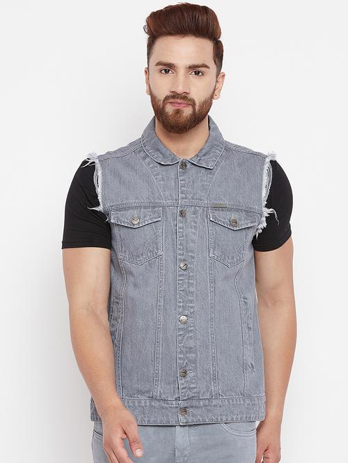 grey solid jacket - 15676065 - Very Small Image - 1