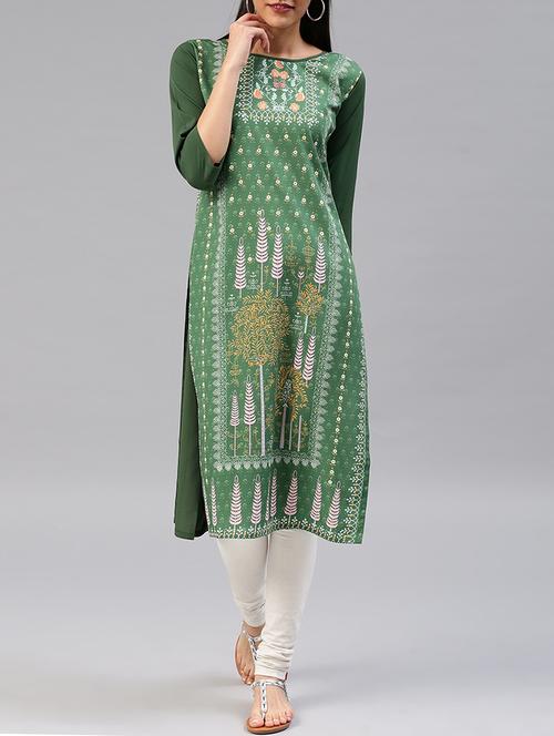 printed straight kurta - 15676093 - Very Small Image - 1