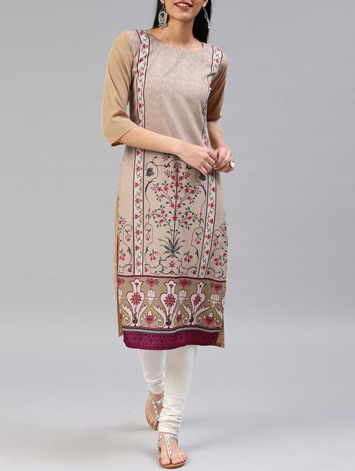 printed straight kurta - 15676098 - Very Small Image - 1