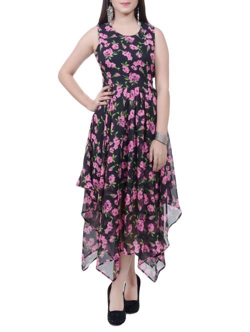 pleated tie back asymmetric dress - 15676182 - Very Small Image - 1