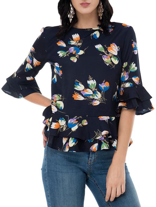 tie-back floral ruffle detail top - 15676532 - Very Small Image - 1