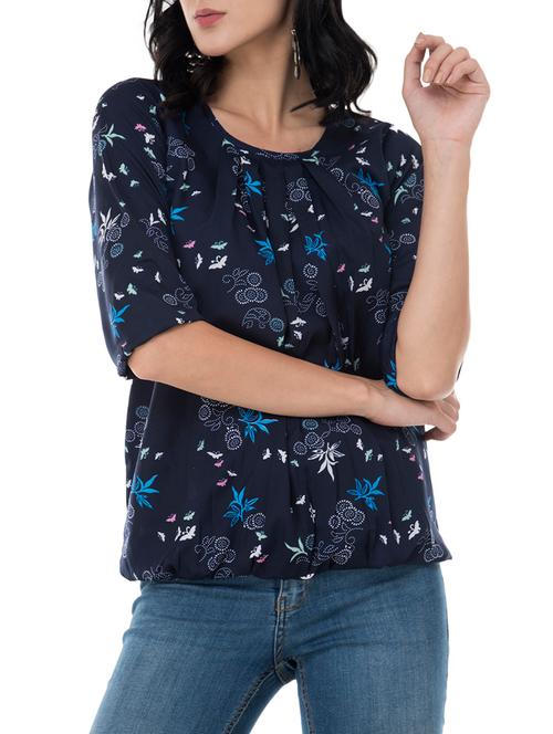 pleated front blouson top - 15676534 - Very Small Image - 1