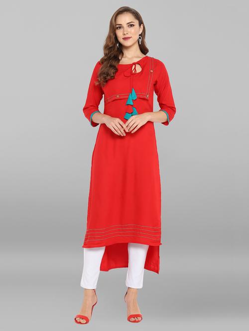 high-low kurta with tassels - 15676548 - Very Small Image - 1