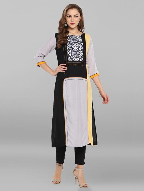 printed straight kurta - 15676570 - Very Small Image - 1