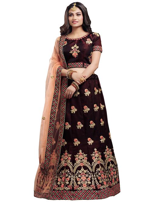 embroidered a-line lehenga - 15677586 - Very Small Image - 1