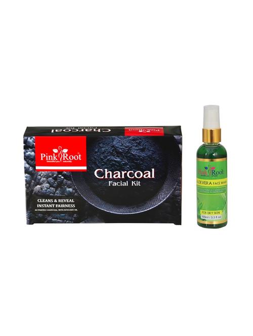 pink root charcoal facial kit with aloevera face wash 100ml - 15677787 - Very Small Image - 1