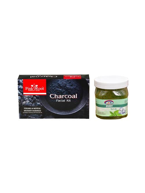 charcoal facial kit 83gm with mint gel scrub  500ml - 15677827 - Very Small Image - 1