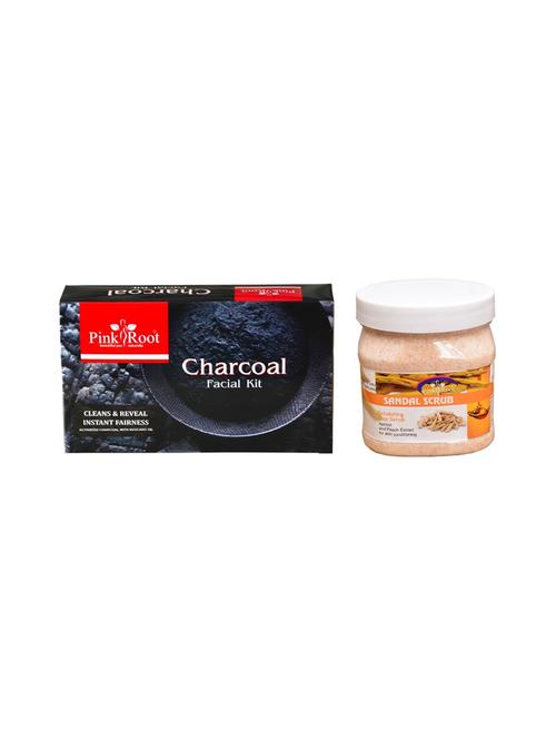 charcoal facial kit 83gm with sandal scrub 500ml - 15677833 - Very Small Image - 1