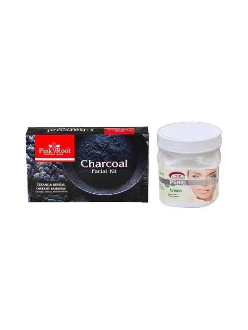 pink root charcoal facial kit 83gm with peral cream 500ml - 15677852 - Very Small Image - 1