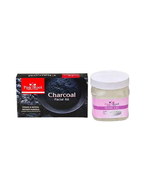 pink root charcoal facial kit 83gm with peral gel 500ml - 15677853 - Very Small Image - 1