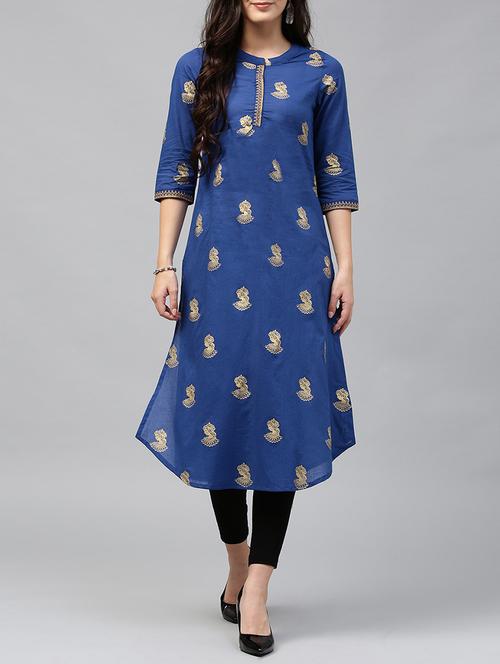 foil print straight kurta - 15678441 - Very Small Image - 1