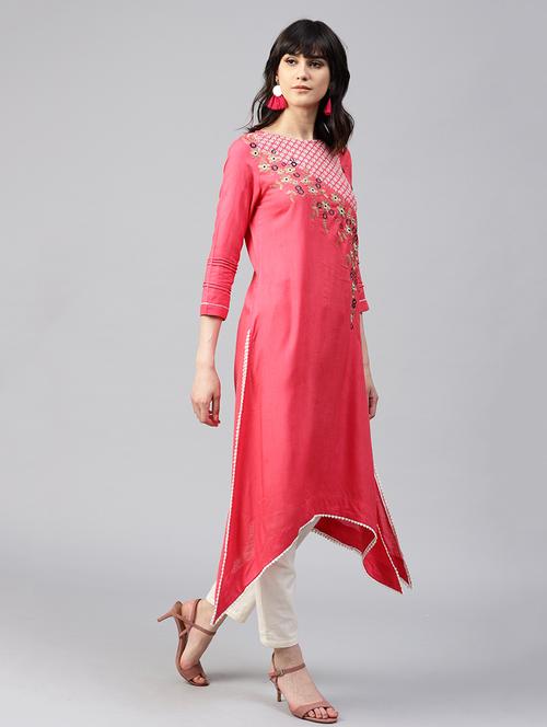 asymmetric embroidered kurta - 15678590 - Very Small Image - 1