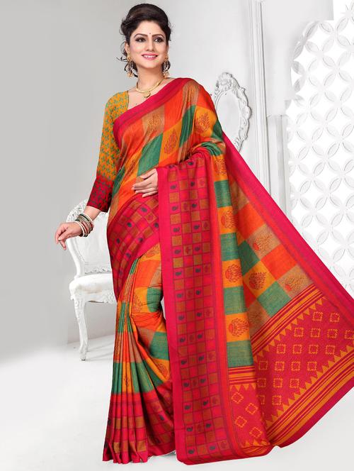 geometrical printed saree with blouse - 15678904 - Very Small Image - 1