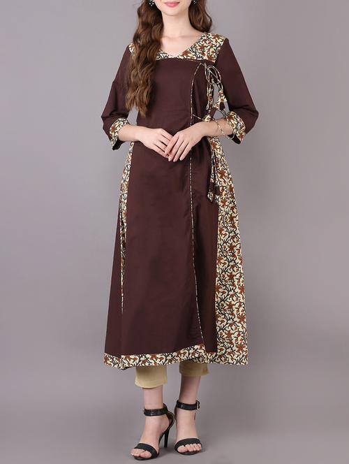 floral print layered kurta with tassels - 15680402 - Very Small Image - 1
