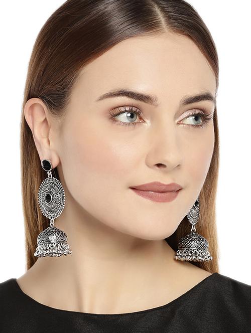 silver zinc jhumka earring - 15680470 - Very Small Image - 1