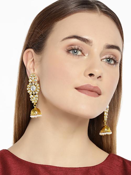 gold zinc jhumka earring - 15680489 - Very Small Image - 1