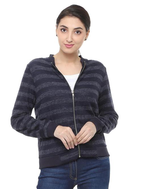 zipper closure striped varsity jacket - 15680681 - Very Small Image - 1