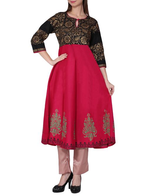 a-line foil print kurta - 15680762 - Very Small Image - 1