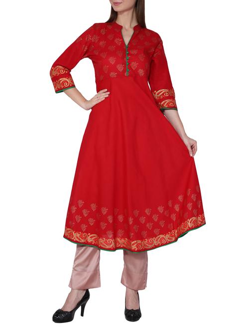 a-line foil print kurta - 15680764 - Very Small Image - 1
