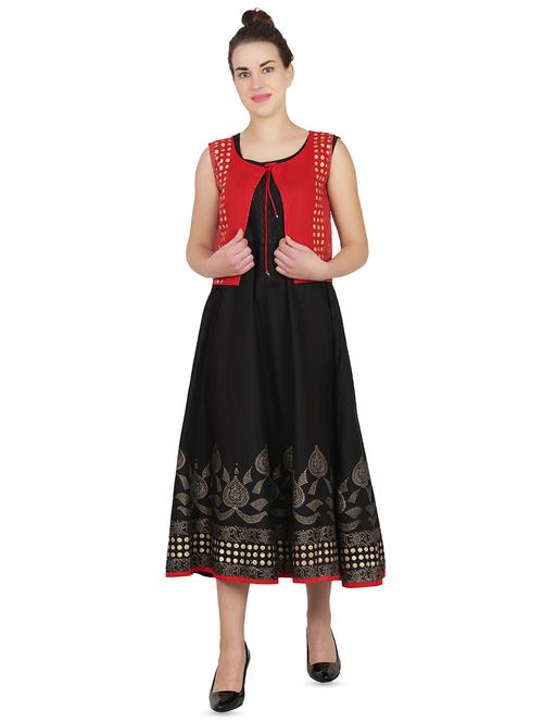 a-line block print dress - 15680767 - Very Small Image - 1