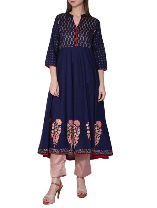 a-line foil print kurta - 15680771 - Very Small Image - 1
