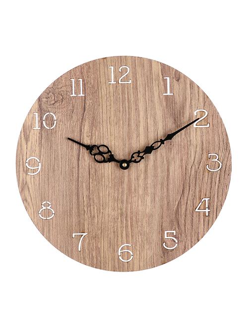 sehaz artworks small-numbers manufactured wood 10inch designer wall clock for home and kitchen - woodtexture - 15681685 - Very Small Image - 1