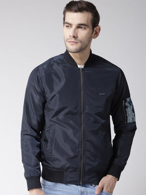 navy blue polyester bomber jacket - 15681756 - Very Small Image - 1