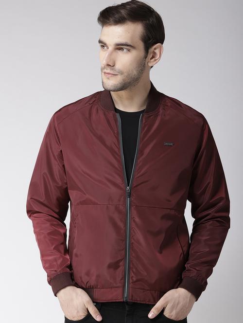 maroon polyester bomber jacket - 15681759 - Very Small Image - 1