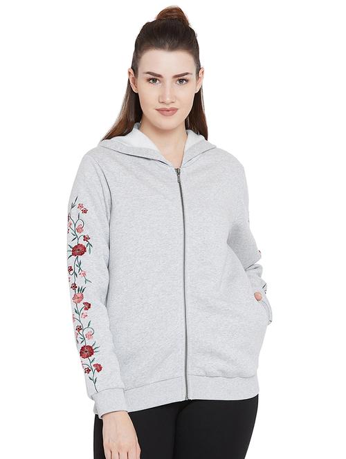 embroidered sleeved zip up hoodie - 15682029 - Very Small Image - 1