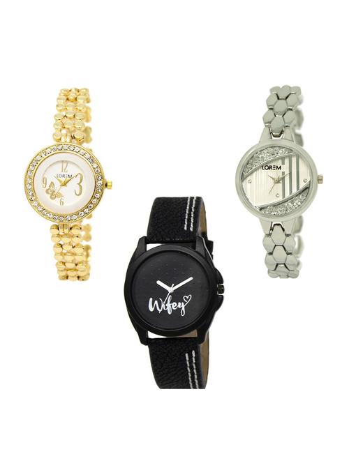 set of 3 round dial analog watch combo -(lk203-223-234) - 15683901 - Very Small Image - 1