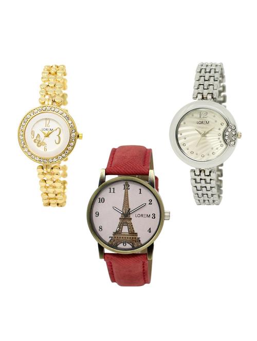 set of 3 round dial analog watch combo -(lk203-227-230) - 15684070 - Very Small Image - 1