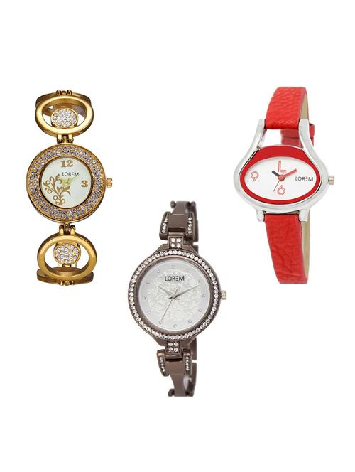 set of 3 round dial analog watch combo -(lk204-206-236) - 15684436 - Very Small Image - 1