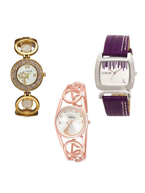 set of 3 round dial analog watch combo -(lk204-207-232) - 15684516 - Very Small Image - 1