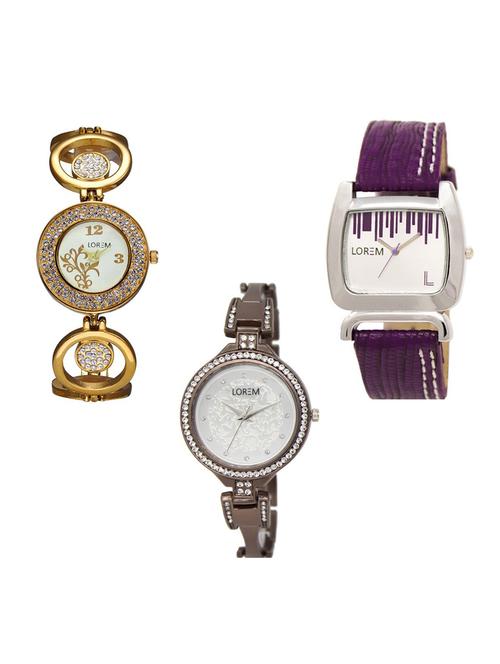 set of 3 round dial analog watch combo -(lk204-207-236) - 15684525 - Very Small Image - 1