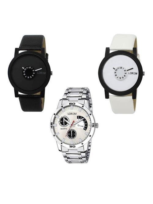 set of 3 analog watch combo -(lk-25-26-101) - 15687505 - Very Small Image - 1