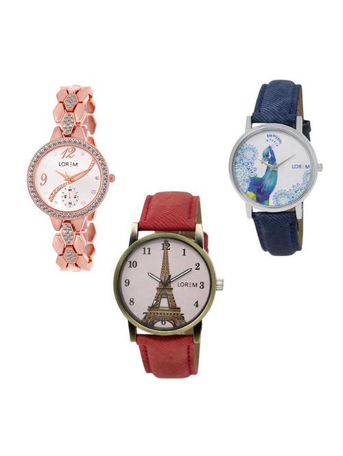 set of 3 analog watch combo -(lk215-230-241) - 15689350 - Very Small Image - 1