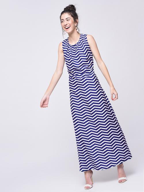pleated neck chevron maxi dress - 15692016 - Very Small Image - 1