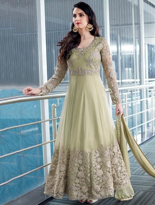 green net semistitched suit - 15692247 - Very Small Image - 1