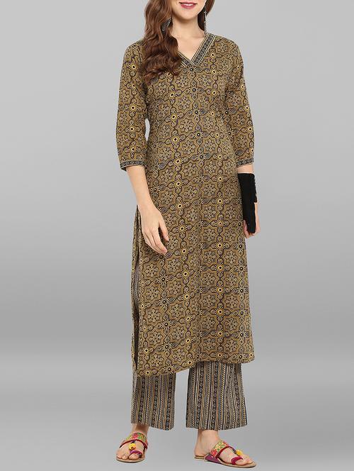 Printed straight kurta with palazzo set - 15692316 - Very Small Image - 1