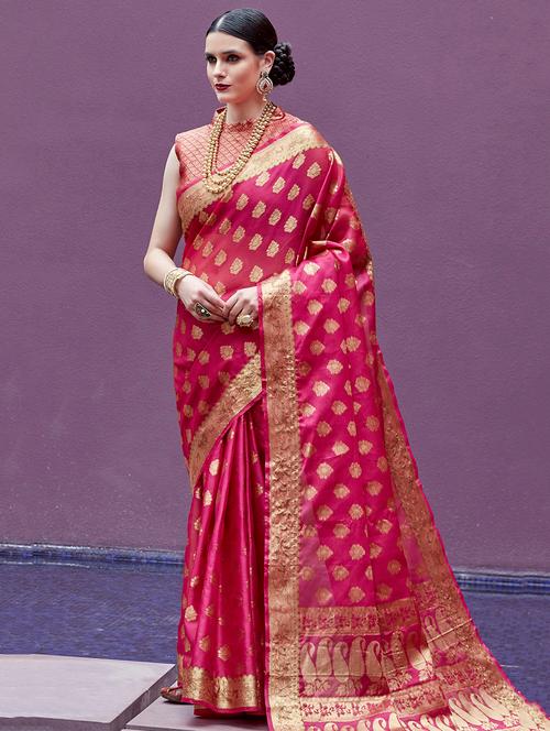 gold zari motif banarasi saree with blouse - 15692602 - Very Small Image - 1