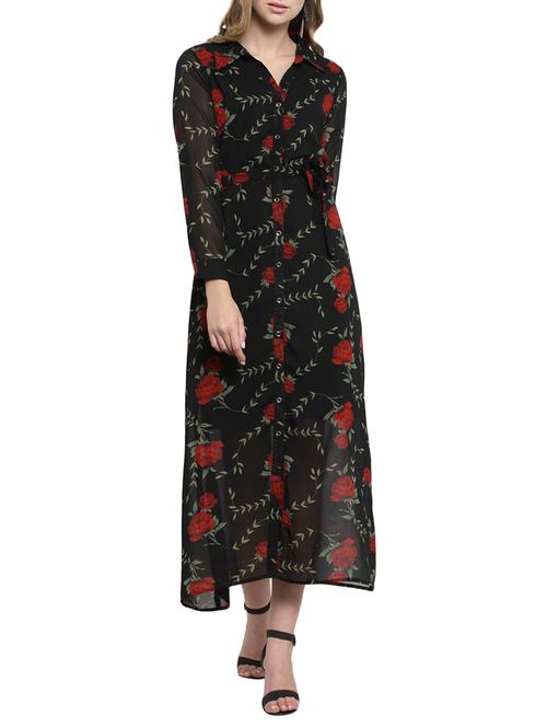 button up floral maxi dress - 15692690 - Very Small Image - 1