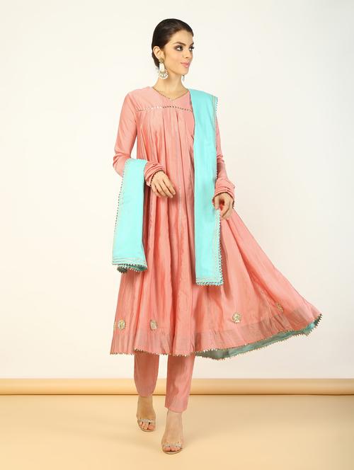 gota patti chanderi kalidaar kurta with pant set - 15693585 - Very Small Image - 1
