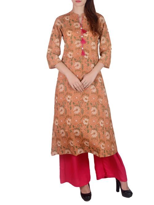 floral tassels deatil kurta with palazzo set - 15694265 - Very Small Image - 1