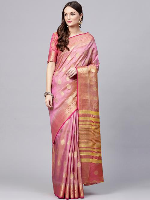 zari motif kanjivaram saree with blouse - 15694928 - Very Small Image - 1
