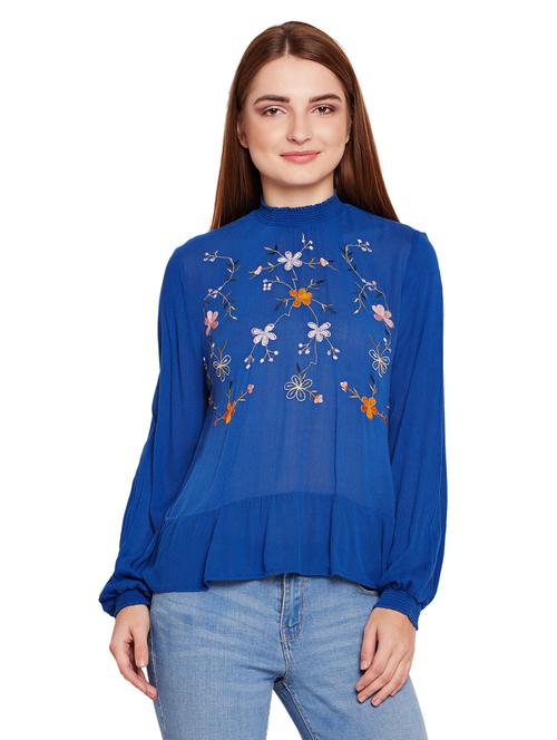 mock neck embroidered top - 15695578 - Very Small Image - 1