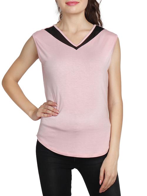 contrast panel curved hem top - 15695970 - Very Small Image - 1