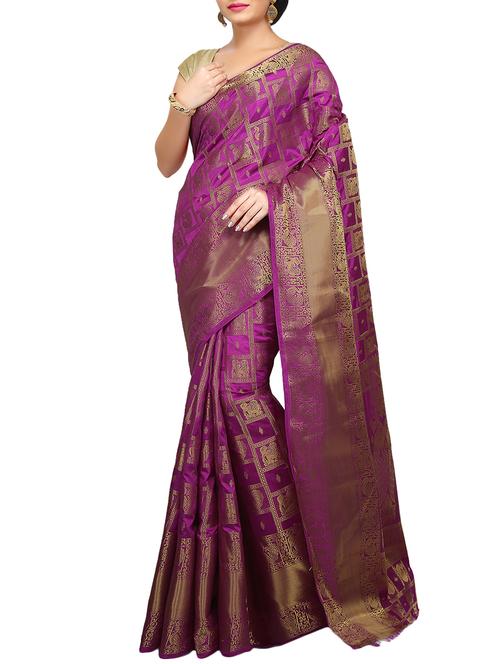 zari conversational kanjivaram saree with blouse - 15696242 - Very Small Image - 1