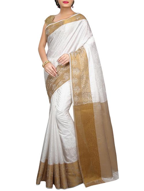 golden bordered kanjivaram saree with blouse - 15696248 - Very Small Image - 1